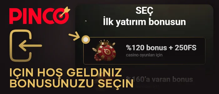 Pinco hesabınıza kayıt olurken hoş geldiniz bonusunu seçin